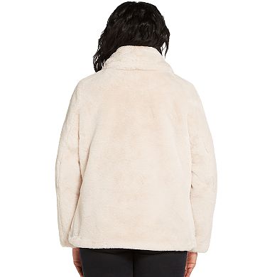 Plus Size Weathercast Shawl Collar Faux-Fur Jacket 