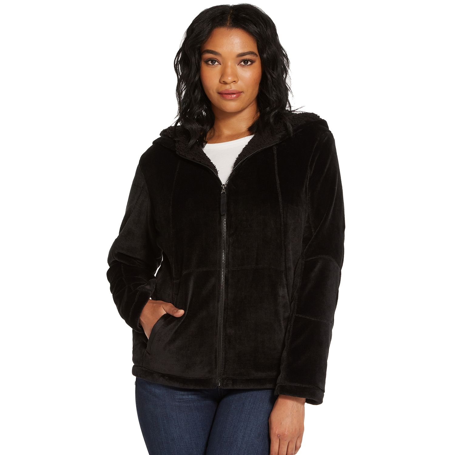 women's plus size hooded fleece jacket