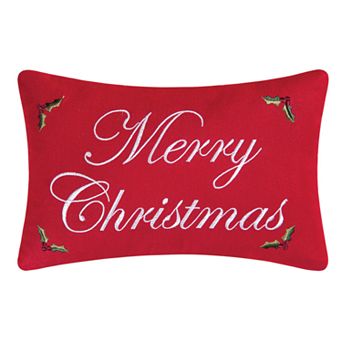 Merry Christmas & Holly Throw Pillow