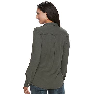 Women's Rock & Republic® Drapey Roll Cuff Shirt