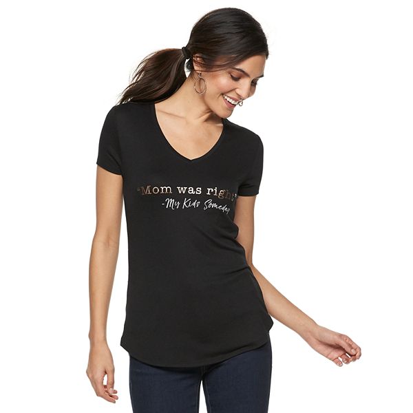 Womens Apt 9® Graphic V Neck Tee 