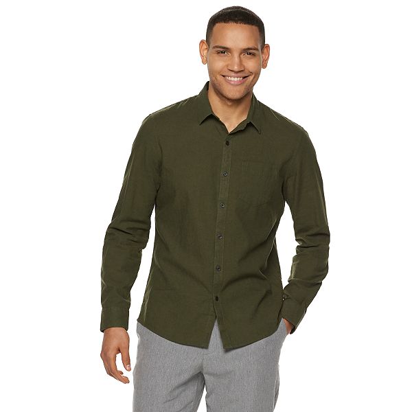 Men's Marc Anthony Luxury + Slim-Fit Linen Blend Button Front Shirt