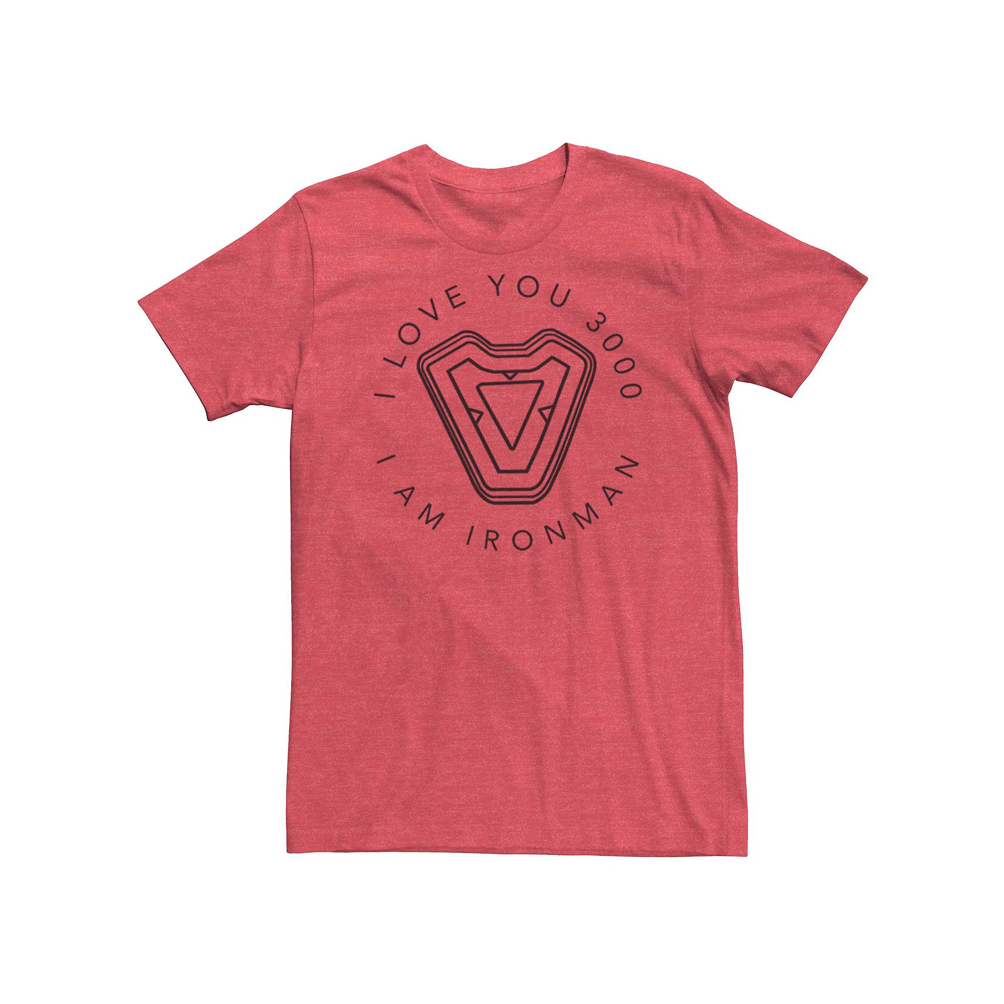 Mens Marvel Iron Mans Heart Tee, Size: Small, Red Grey