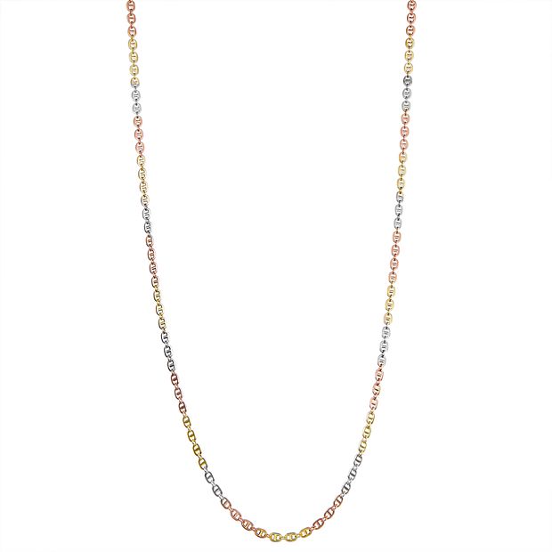 10k Tri-Tone Gold Marina Chain Necklace