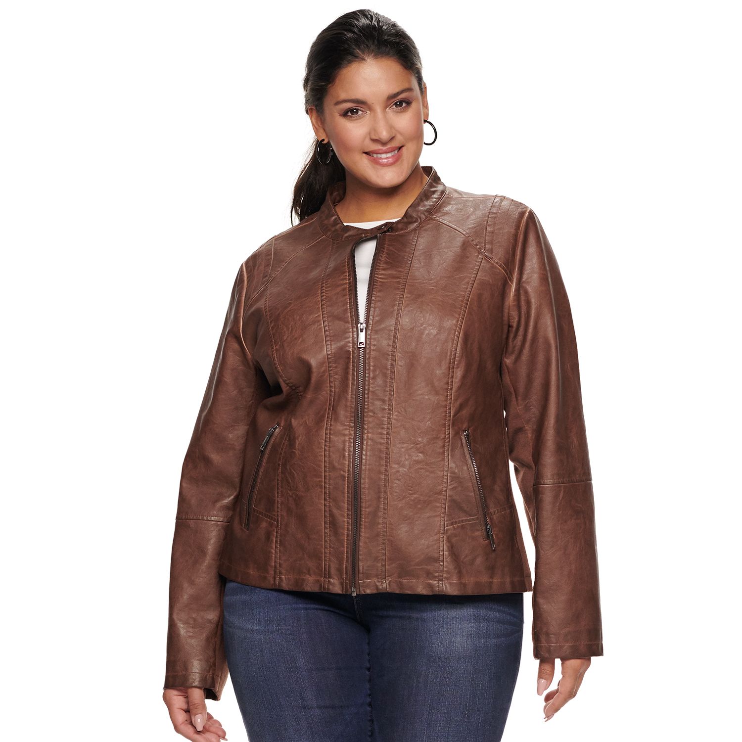 kohls plus size leather jacket