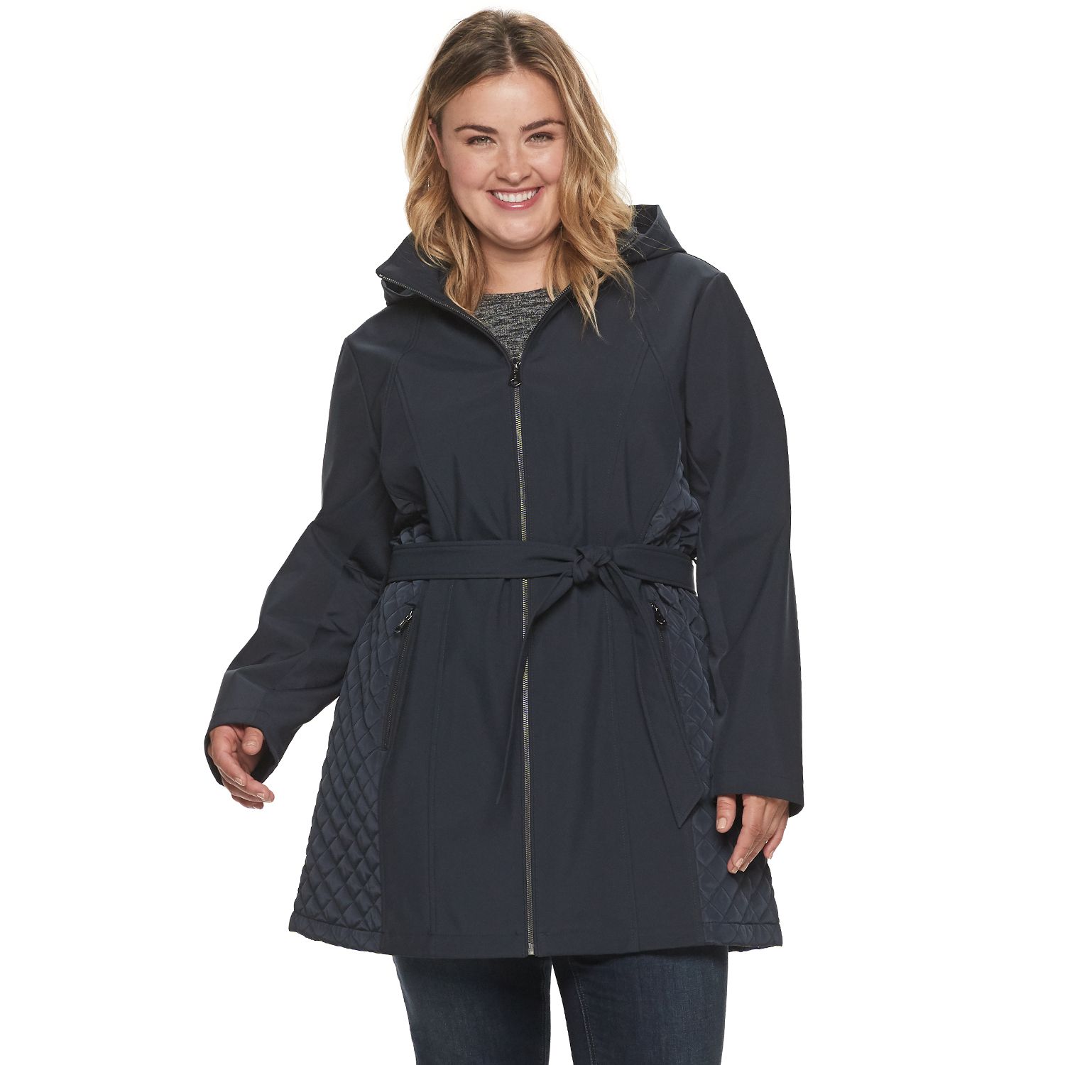 sebby softshell hooded trench coat