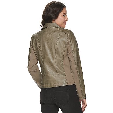 Women's Sebby Collection Asymmetrical Faux-Leather Moto Jacket