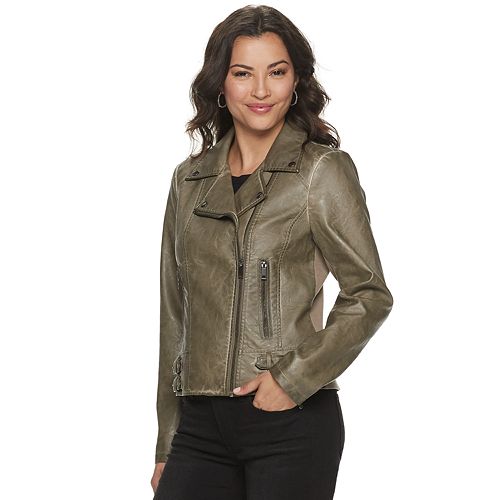 Women's Sebby Collection Asymmetrical Faux-Leather Moto Jacket