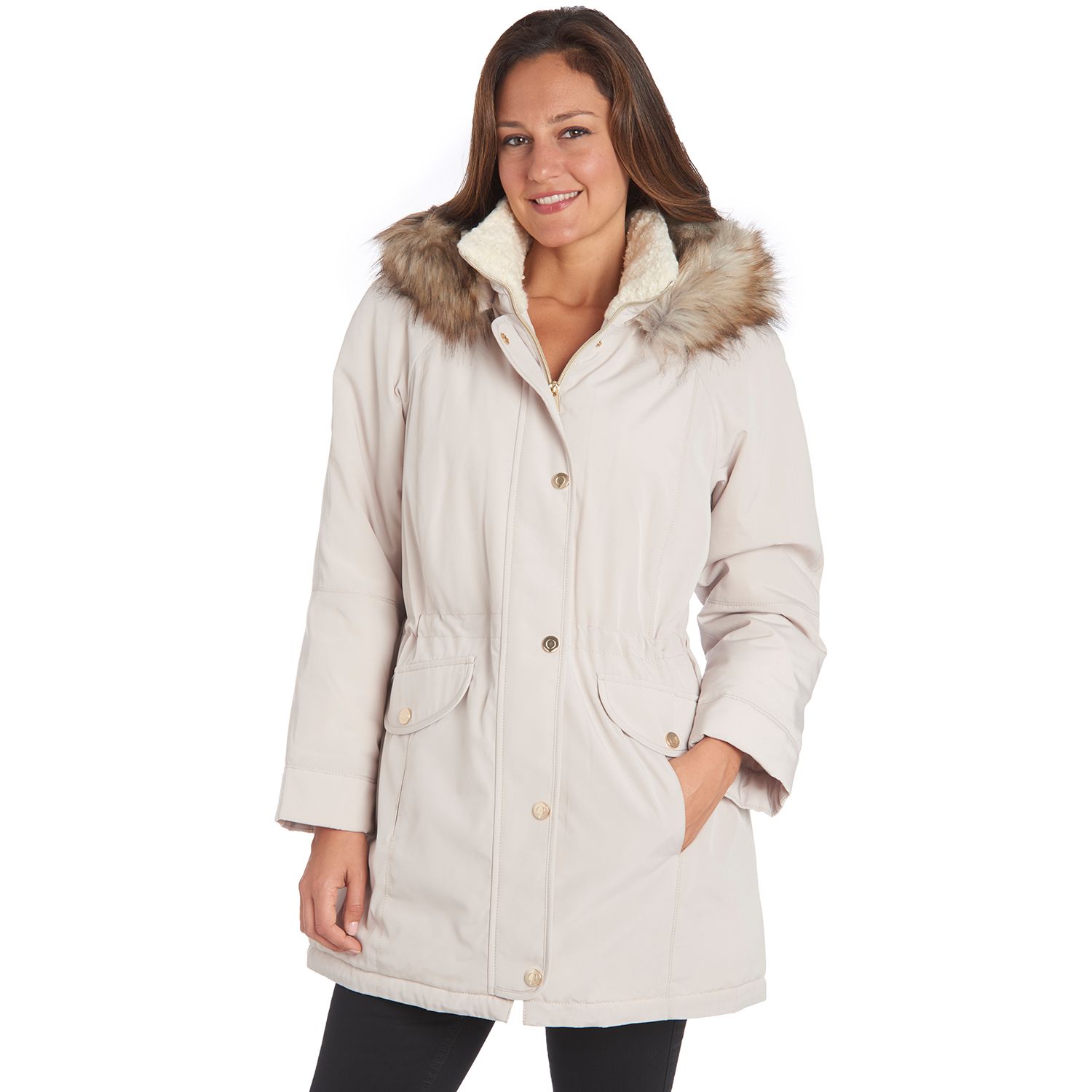 faux fur hooded anorak jacket