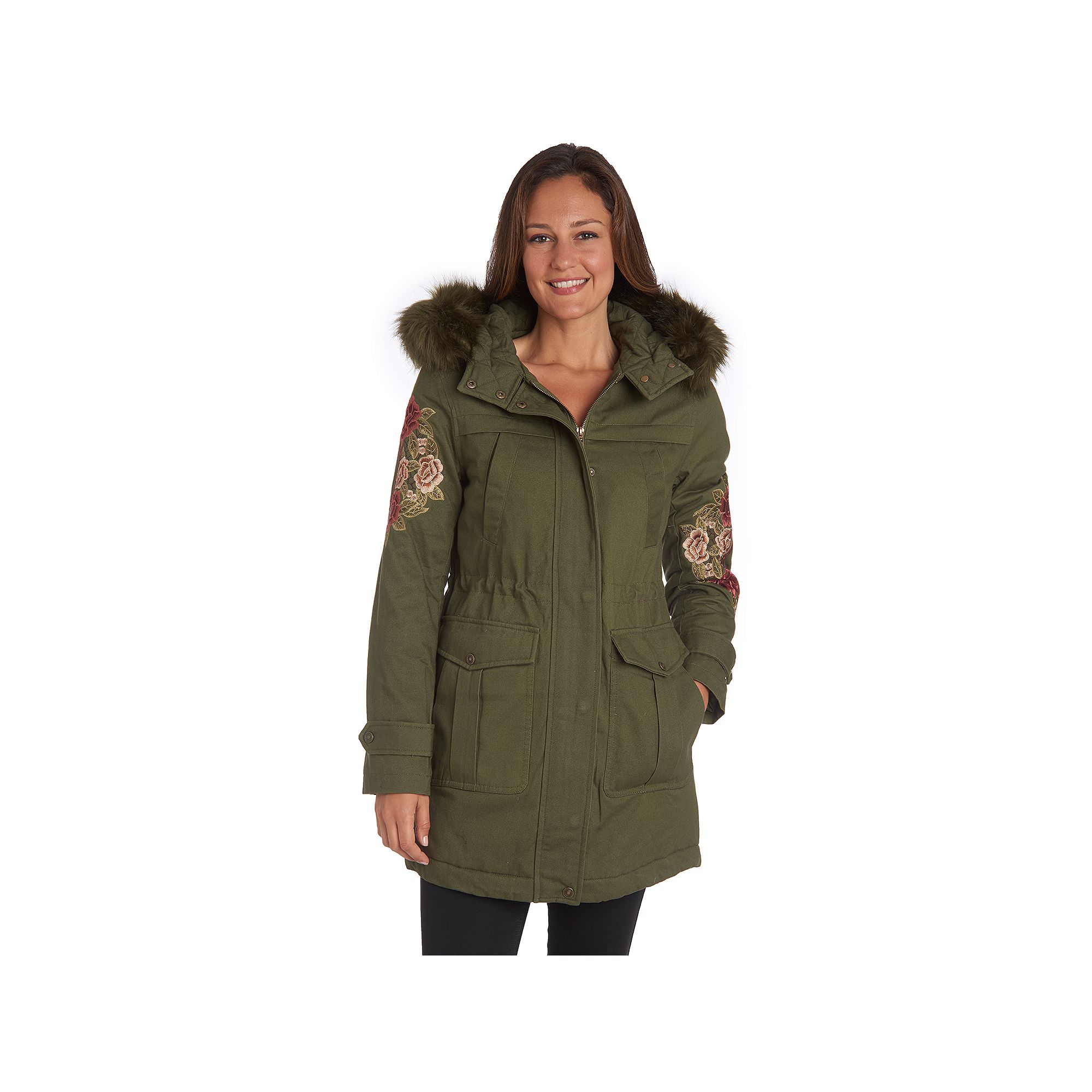 Womens Fleet Street Faux-Fur Hooded Midweight Anorak Parka, Size: Medium, 