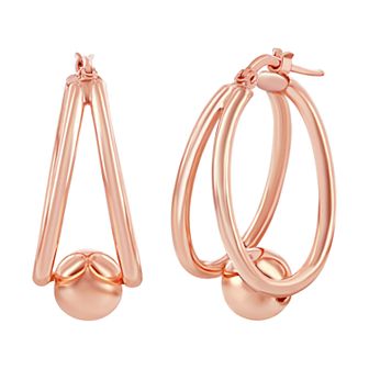 Argento Bella Double Oval with 8mm Bead Earrings