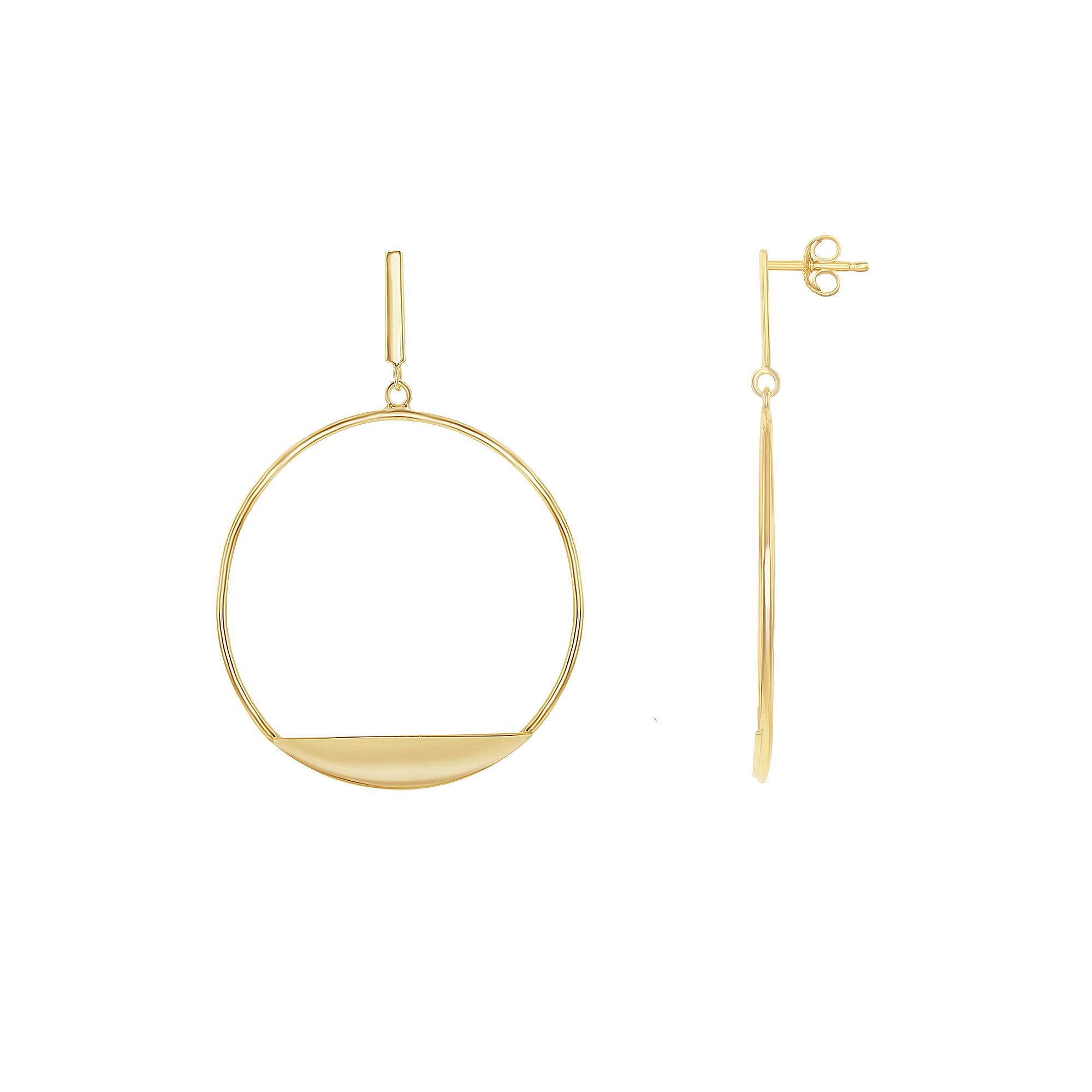 Sterling Silver Bar Hoop Earrings, Womens, 14k Gold Plated