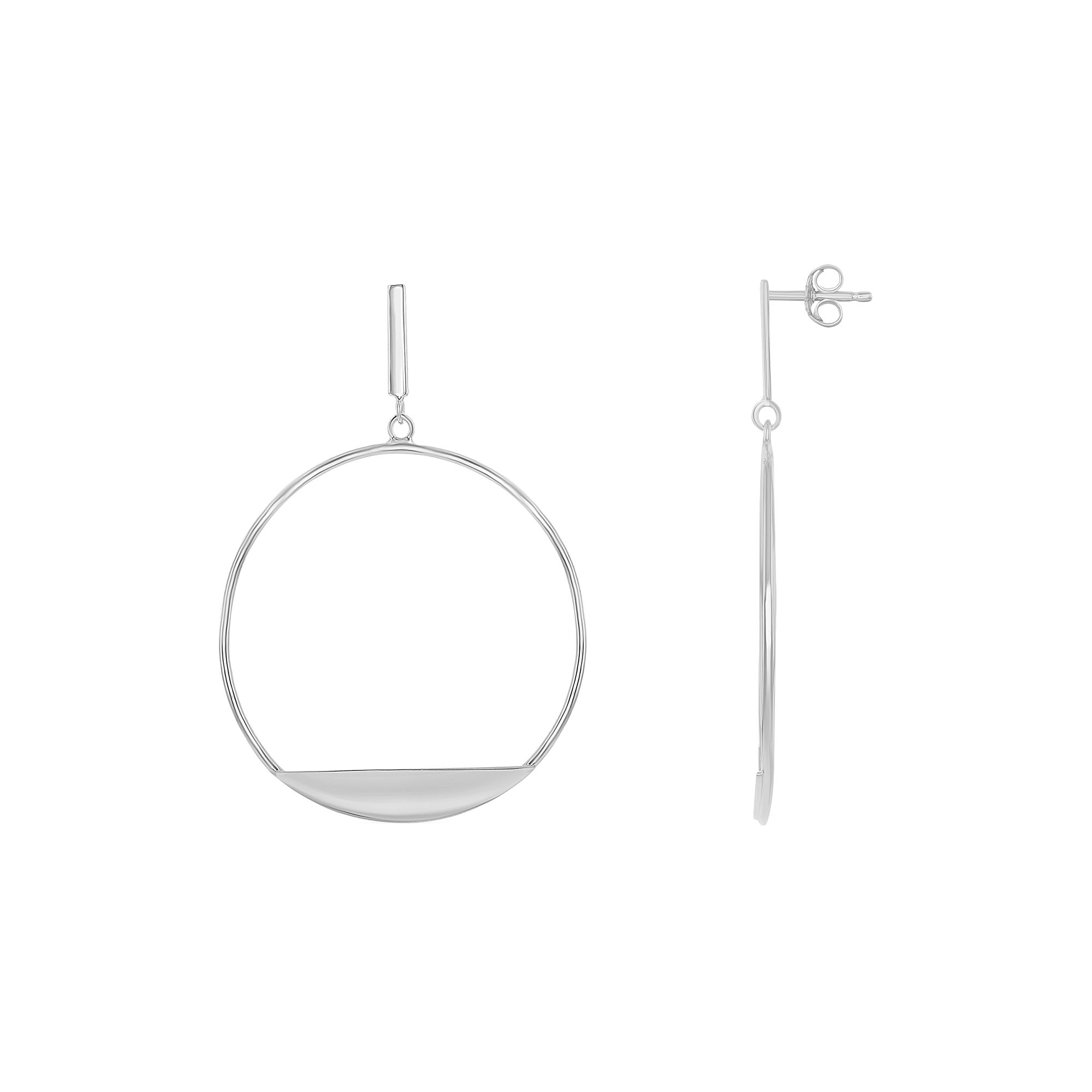 Sterling Silver Bar Hoop Earrings, Womens