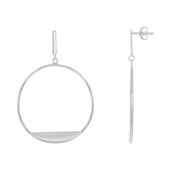 Argento Bella Sterling Silver Bar Hoop Earrings