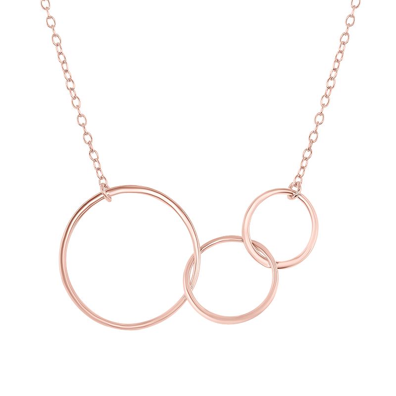 Sterling Silver Three-Circle Necklace, Womens, Size: 16-18 ADJ, Pink