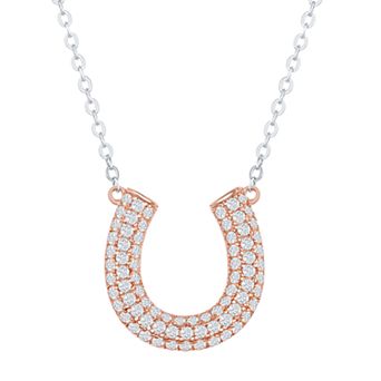 Argento Bella Sterling Silver Cubic Zirconia Horseshoe Necklace