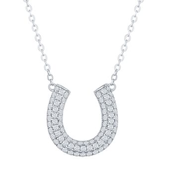Argento Bella Sterling Silver Cubic Zirconia Horseshoe Necklace
