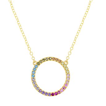 Argento Bella Sterling Silver Rainbow Cubic Zirconia Round Necklace