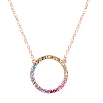 Argento Bella Sterling Silver Rainbow Cubic Zirconia Round Necklace