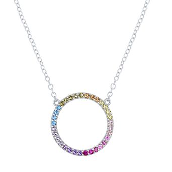 Argento Bella Sterling Silver Rainbow Cubic Zirconia Round Necklace