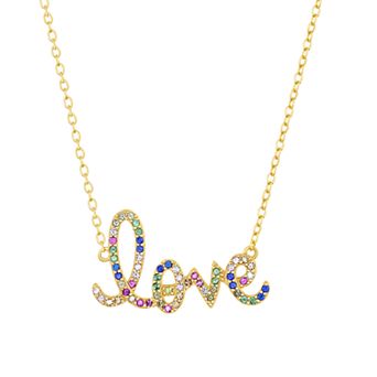Argento Bella Sterling Silver Rainbow Cubic Zirconia Love Necklace