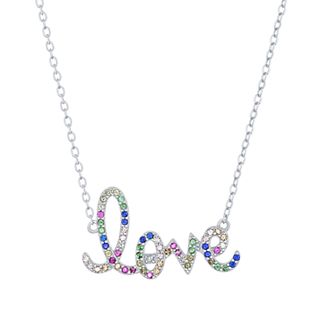 Argento Bella Sterling Silver Rainbow Cubic Zirconia Love Necklace