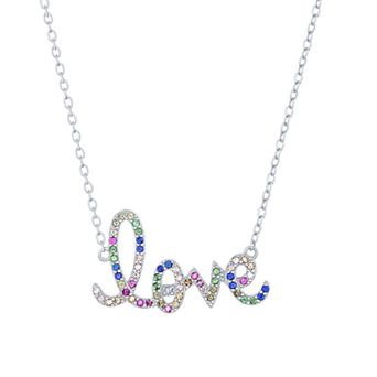Argento Bella Sterling Silver Rainbow Cubic Zirconia Love Necklace