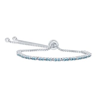 Argento Bella Sterling Silver 2mm Birthstone Bracelet