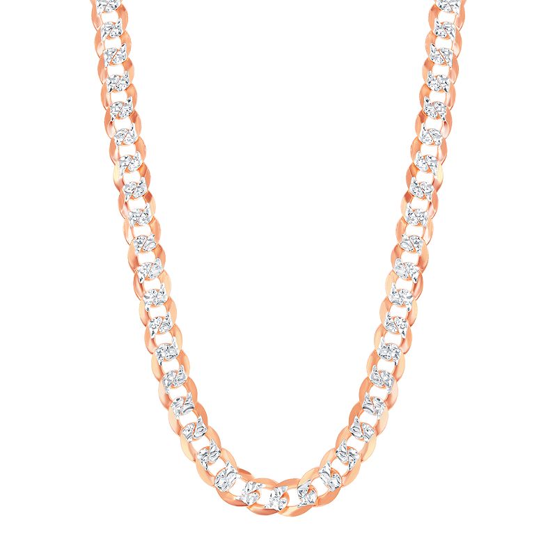 Mens Sterling Silver 7.3mm Flat Pave Cuban Chain Necklace, Size: 24, Pi