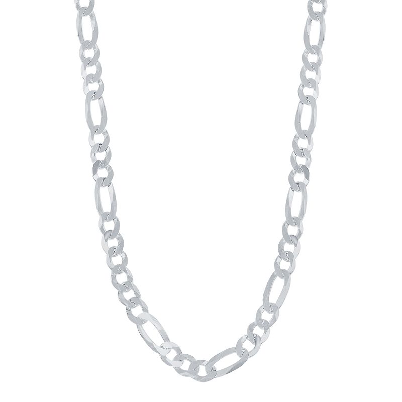 Sterling Silver Figaro Chain, Mens, Size: 22, White