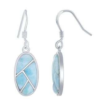 Nautica Rocks Sterling Silver Oval Multi-Shaped Larimar Earrings