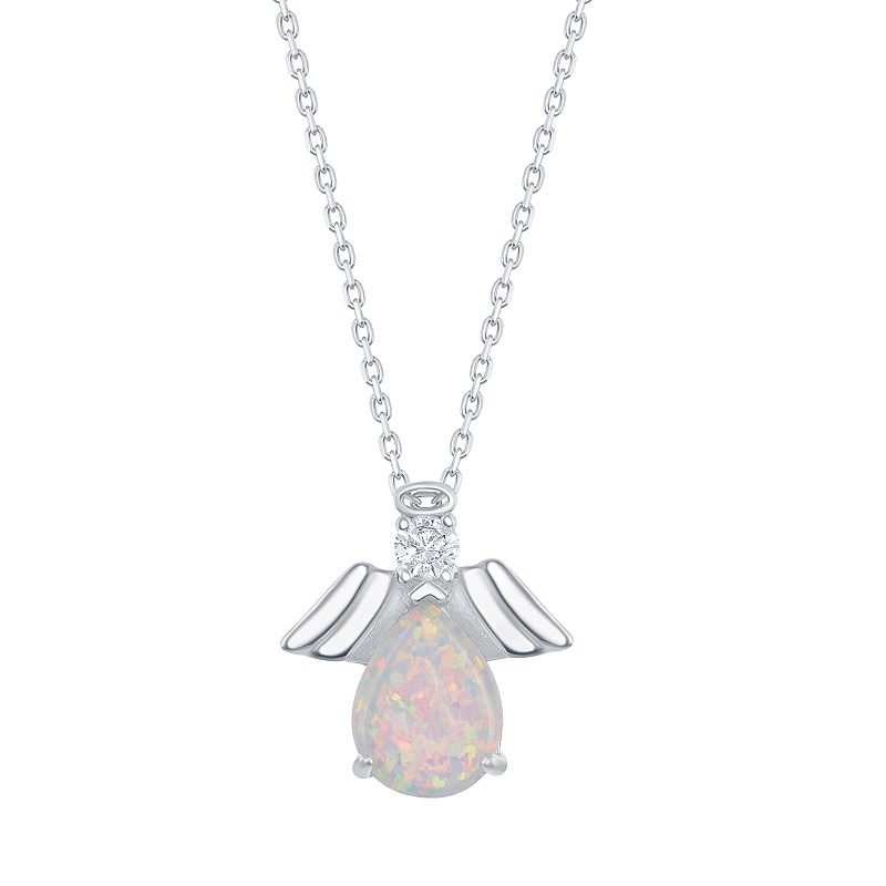 51082035 Sterling Silver White Opal with Cubic Zirconia Ang sku 51082035