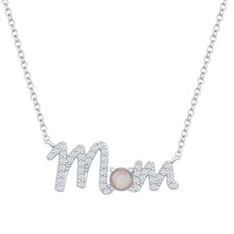 Womens Nautica Rocks Sterling Silver White Opal Mom Necklace