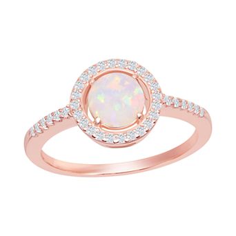 Nautica Rocks Sterling Silver Round White Opal with Cubic Zirconia Ring