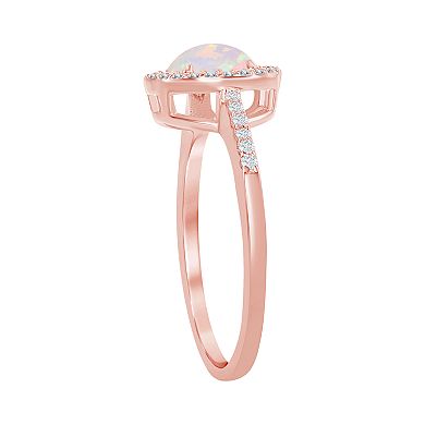 Nautica Rocks Sterling Silver Round White Opal with Cubic Zirconia Ring