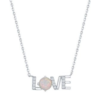 Womens Nautica Rocks Sterling Silver White Opal Love Necklace