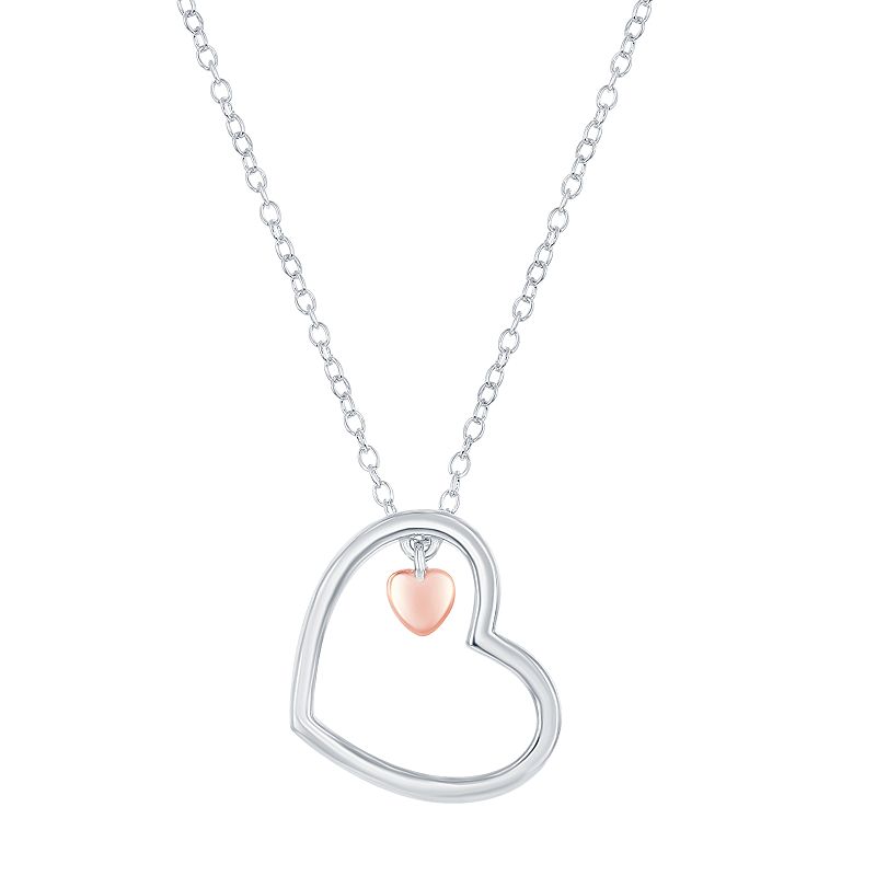 Sterling Silver Double Heart Necklace, Womens, Size: 16-18 ADJ, White