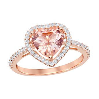 Argento Bella Sterling Silver Heart Morganite Cubic Zirconia Ring