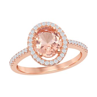 Argento Bella Sterling Silver Oval Morganite Cubic Zirconia Ring