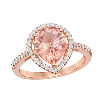 Argento Bella Sterling Silver Pear Morganite Cubic Zirconia Ring