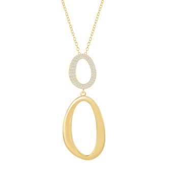 Argento Bella Sterling Silver Cubic Zirconia Double Oval Necklace