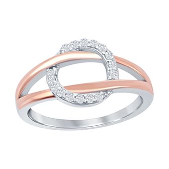 Argento Bella Sterling Silver Two-Tone Cubic Zirconia Circle Ring