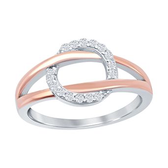 Argento Bella Sterling Silver Two-Tone Cubic Zirconia Circle Ring