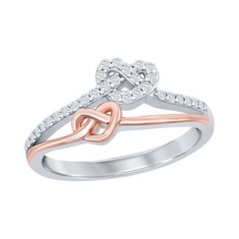 Argento Bella Sterling Silver Two-Tone Love Knot Heart Ring