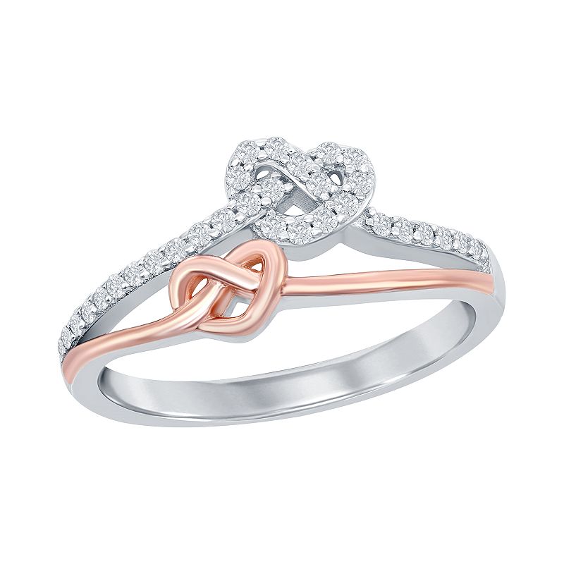 53315705 Sterling Silver Two-Tone Love Knot Heart Ring, Wom sku 53315705