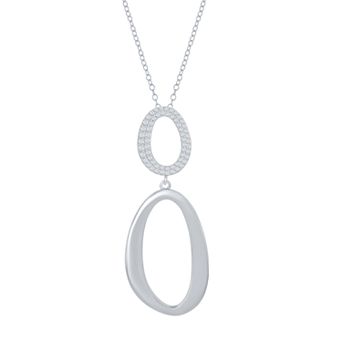 Argento Bella Sterling Silver Cubic Zirconia Double Oval Necklace