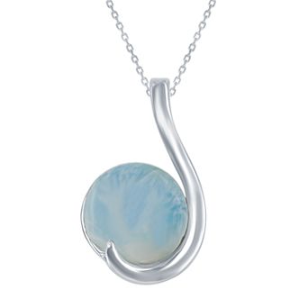 Nautica Rocks Sterling Silver Round Larimar Teardrop Pendant Necklace