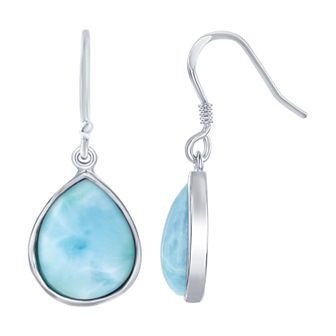 Nautica Rocks Sterling Silver Teardrop Larimar Earrings