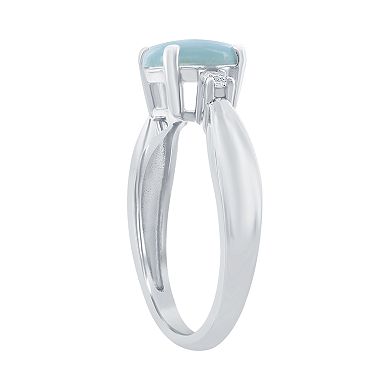 Nautica Rocks Sterling Silver Round Larimar with Cubic Zirconia Ring