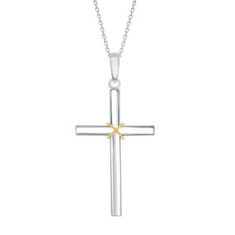 Argento Bella Sterling Silver Design Cross Pendant Necklace